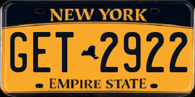 NY license plate GET2922