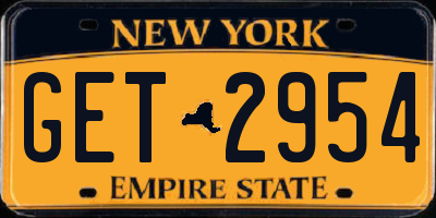 NY license plate GET2954