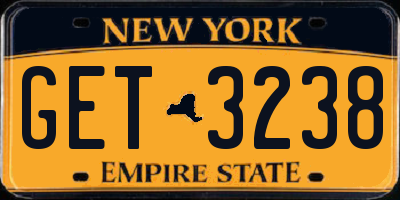 NY license plate GET3238