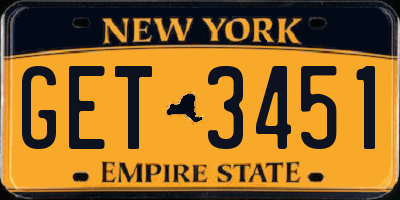 NY license plate GET3451