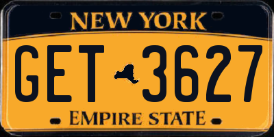 NY license plate GET3627