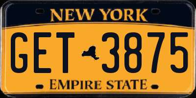 NY license plate GET3875
