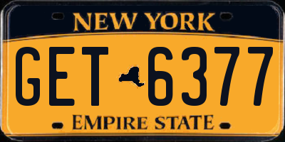 NY license plate GET6377