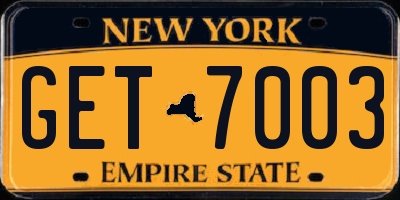 NY license plate GET7003