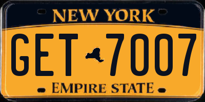 NY license plate GET7007