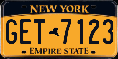 NY license plate GET7123