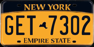 NY license plate GET7302