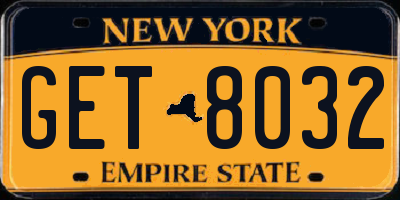 NY license plate GET8032