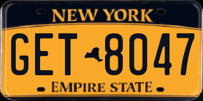 NY license plate GET8047