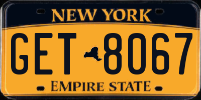 NY license plate GET8067