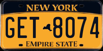 NY license plate GET8074