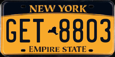 NY license plate GET8803