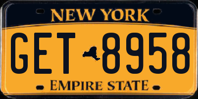NY license plate GET8958