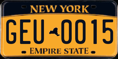 NY license plate GEU0015