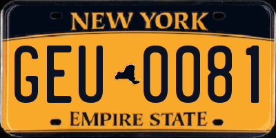 NY license plate GEU0081
