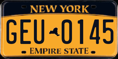 NY license plate GEU0145