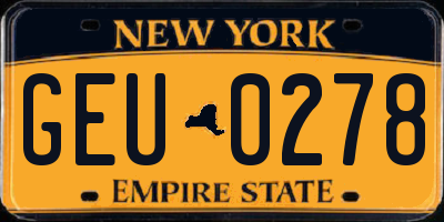 NY license plate GEU0278