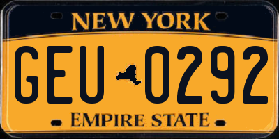NY license plate GEU0292