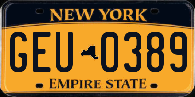 NY license plate GEU0389
