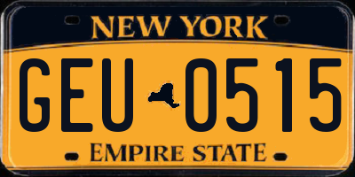 NY license plate GEU0515
