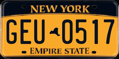 NY license plate GEU0517