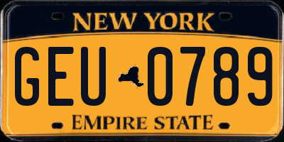 NY license plate GEU0789