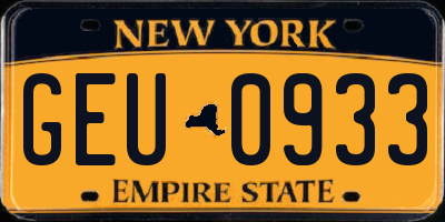 NY license plate GEU0933
