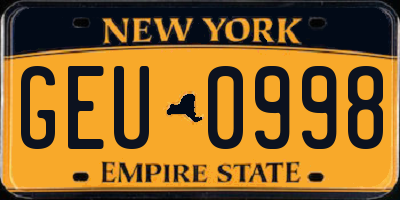 NY license plate GEU0998