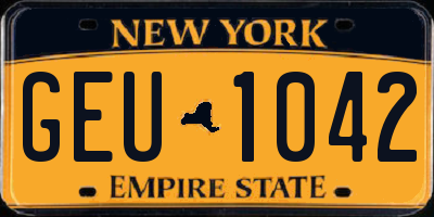 NY license plate GEU1042