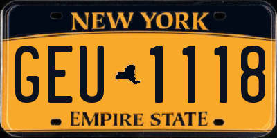 NY license plate GEU1118
