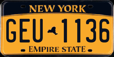 NY license plate GEU1136