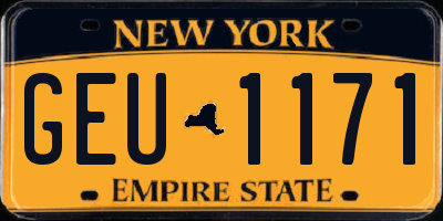 NY license plate GEU1171