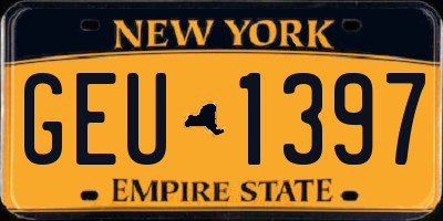 NY license plate GEU1397
