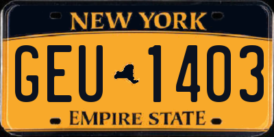 NY license plate GEU1403