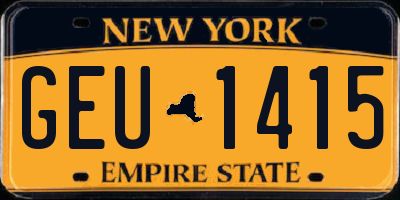 NY license plate GEU1415