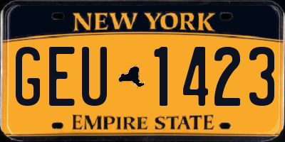 NY license plate GEU1423