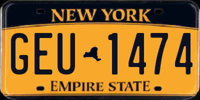 NY license plate GEU1474