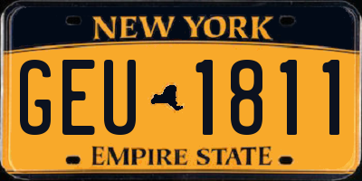 NY license plate GEU1811