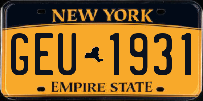 NY license plate GEU1931