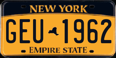 NY license plate GEU1962