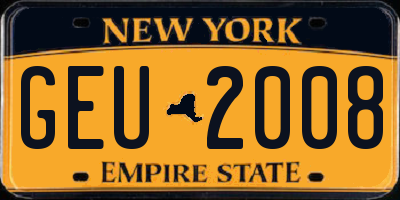 NY license plate GEU2008