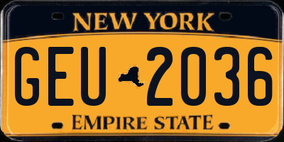 NY license plate GEU2036