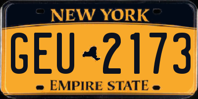 NY license plate GEU2173