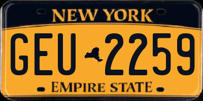 NY license plate GEU2259