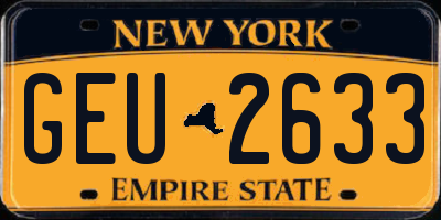 NY license plate GEU2633
