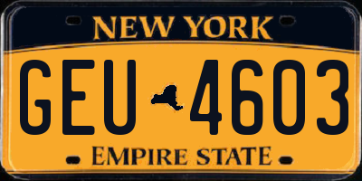 NY license plate GEU4603