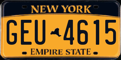 NY license plate GEU4615