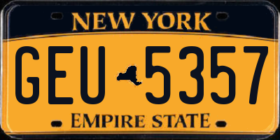 NY license plate GEU5357