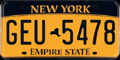 NY license plate GEU5478