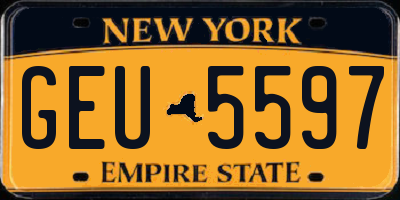 NY license plate GEU5597